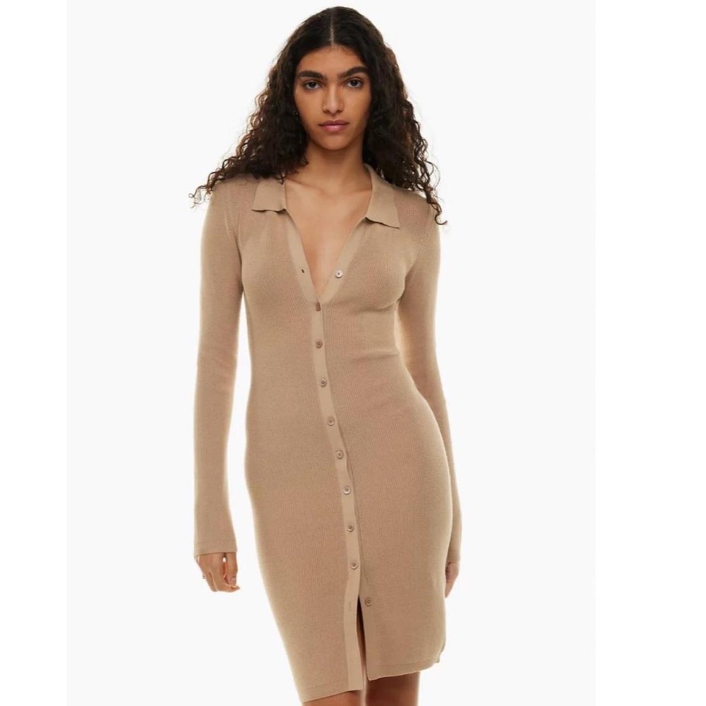 The cove dress aritzia taupe